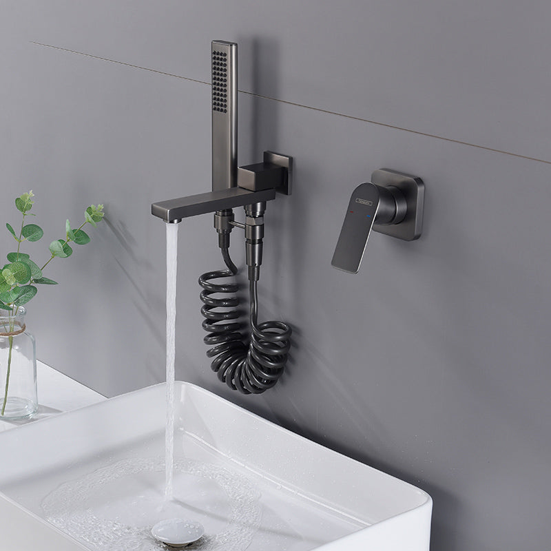 Contemporary Bathtub Faucet Solid Color Low Arc Wall Mounted Bathroom Faucet