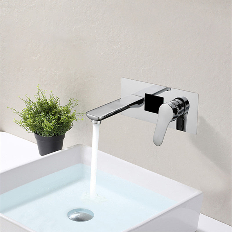 Modern Bathroom Faucet Solid Color Copper Wall Mount Bathtub Faucet