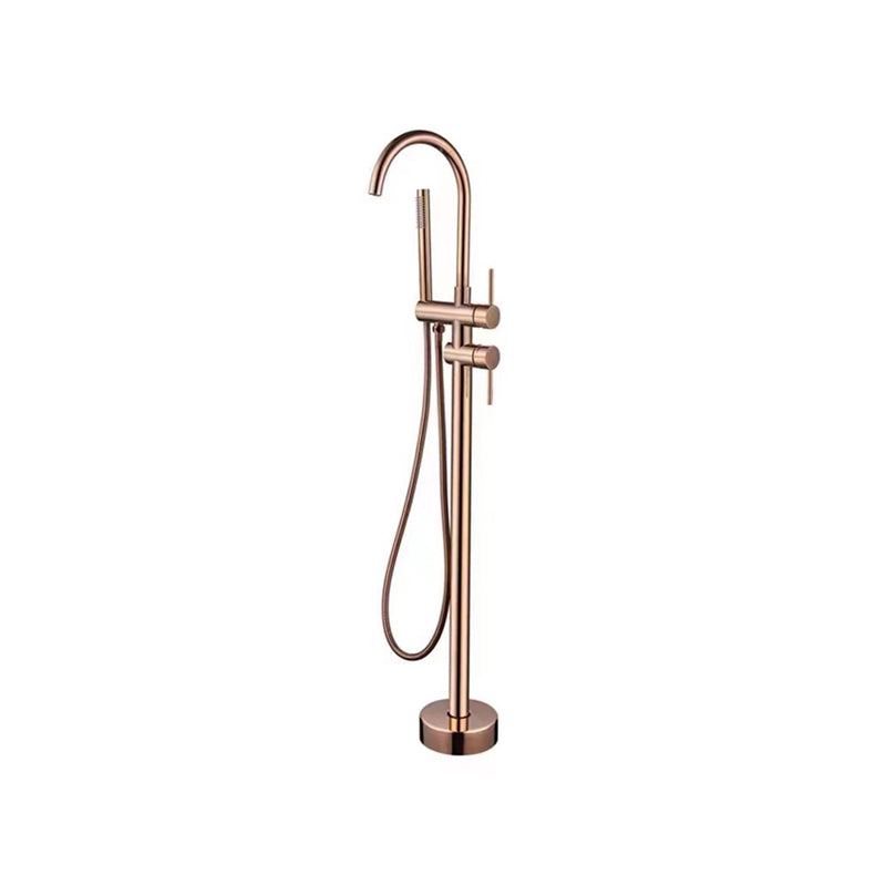 Modern Freestanding Faucet Copper with Risers and Handheld Shower Tub Faucet