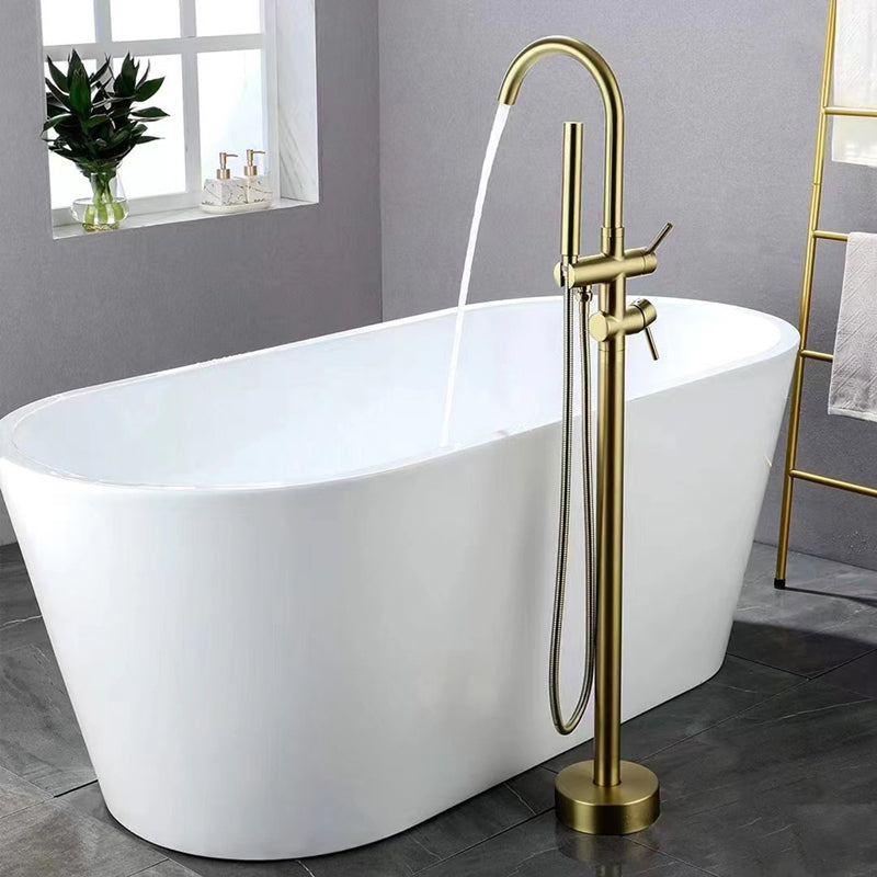 Modern Freestanding Faucet Copper with Risers and Handheld Shower Tub Faucet