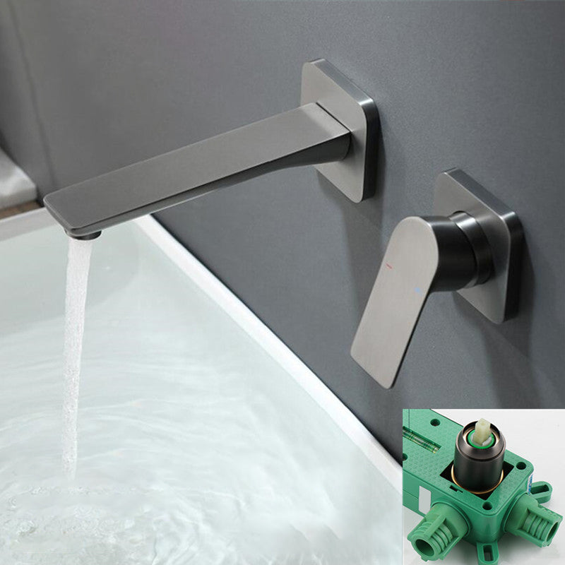 Modern Bathtub Faucet Copper Fixed Lever Handle Wall Mounted Bathroom Faucet