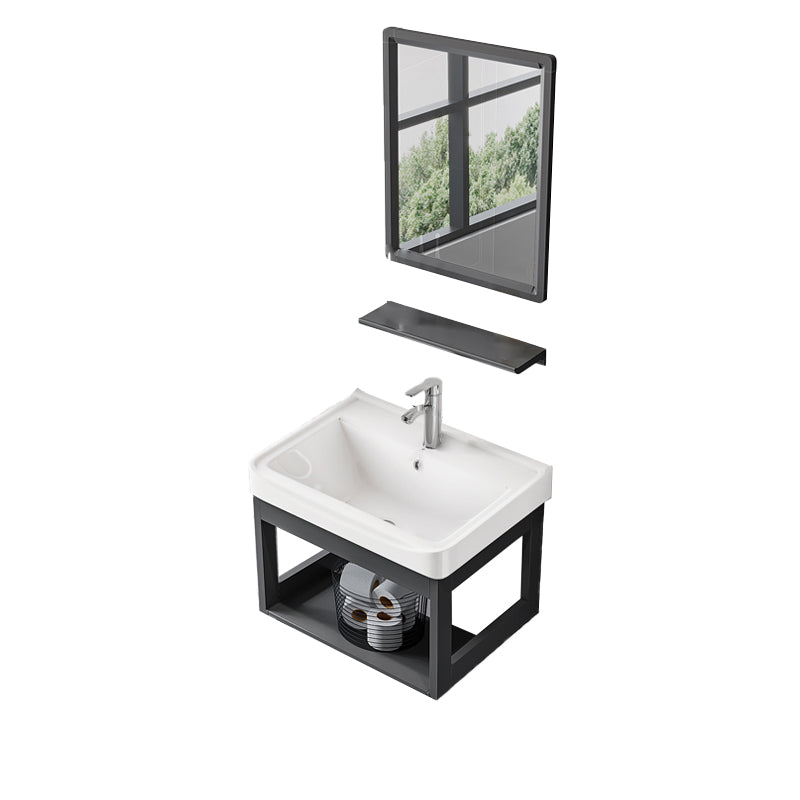 Wall Mounted Vanity Set Drawers Ceramic Sink Faucet Vanity Set with Mirror