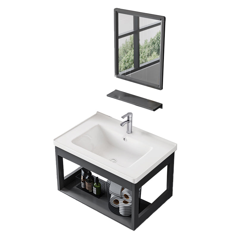 Wall Mounted Vanity Set Drawers Ceramic Sink Faucet Vanity Set with Mirror