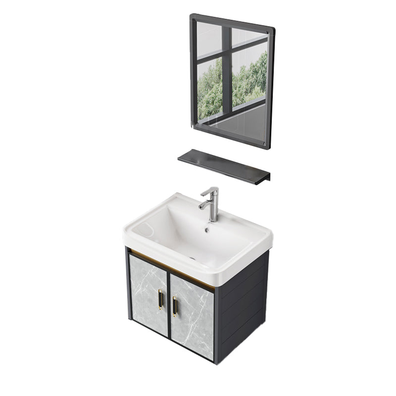 Wall Mounted Vanity Set Drawers Ceramic Sink Faucet Vanity Set with Mirror