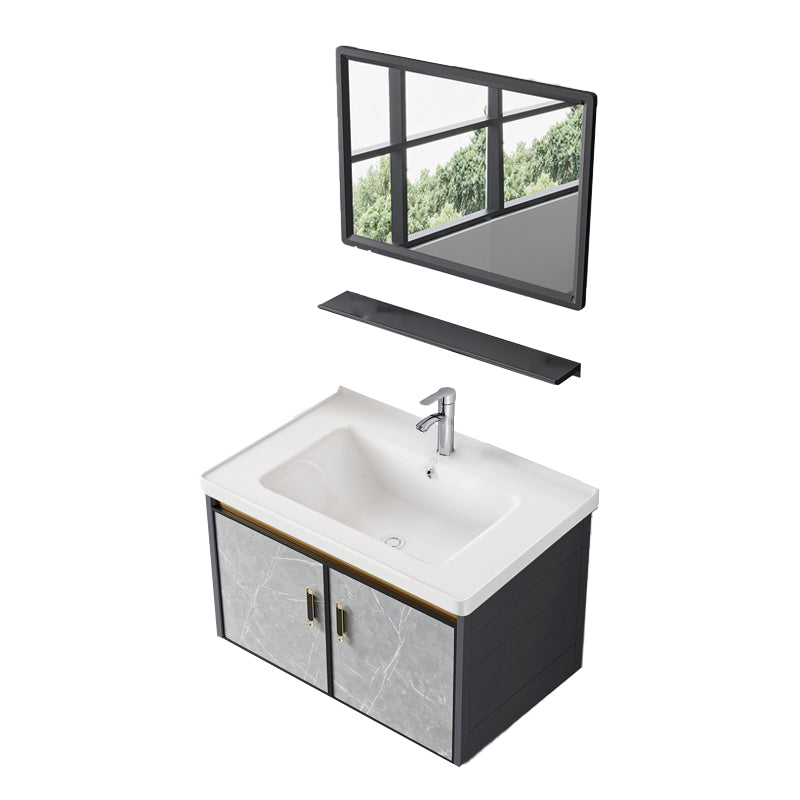 Wall Mounted Vanity Set Drawers Ceramic Sink Faucet Vanity Set with Mirror