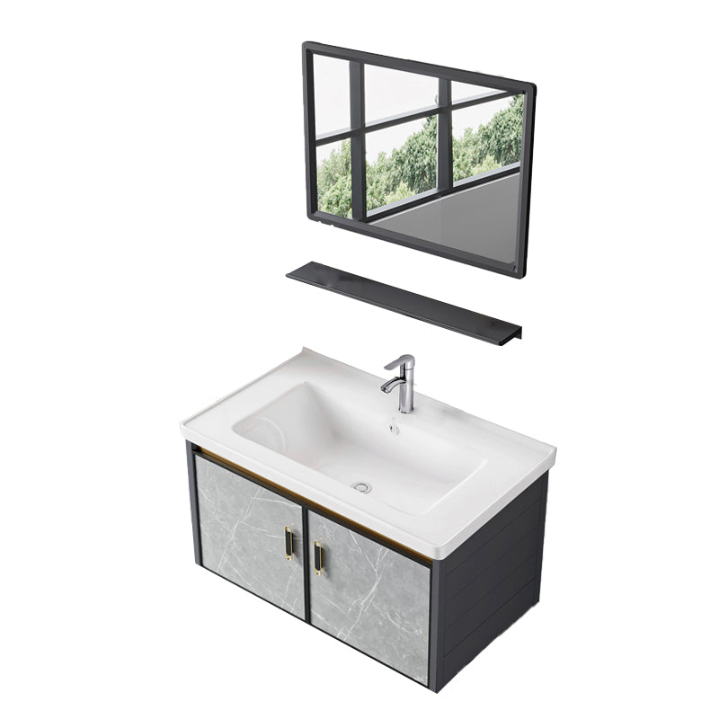 Wall Mounted Vanity Set Drawers Ceramic Sink Faucet Vanity Set with Mirror