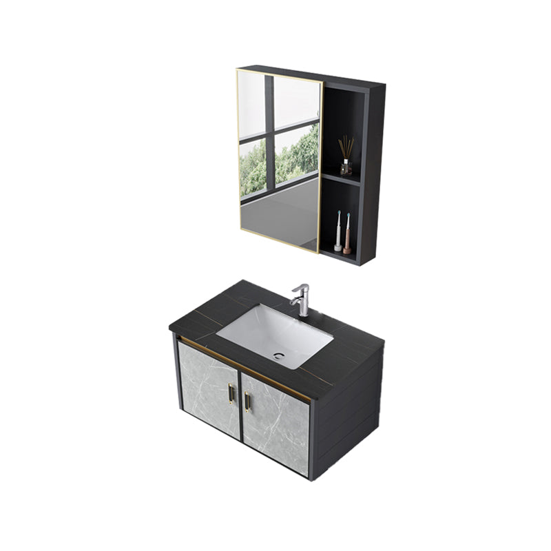 Wall Mounted Vanity Set Drawers Ceramic Sink Faucet Vanity Set with Mirror