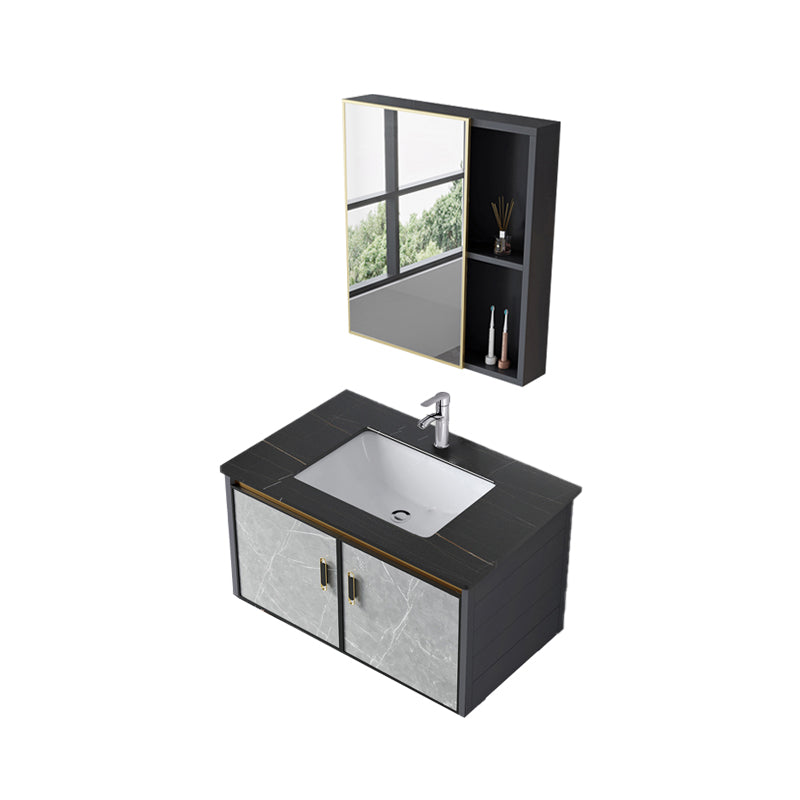 Wall Mounted Vanity Set Drawers Ceramic Sink Faucet Vanity Set with Mirror