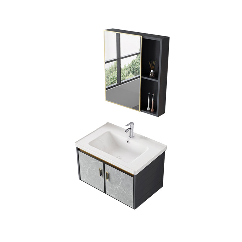 Wall Mounted Vanity Set Drawers Ceramic Sink Faucet Vanity Set with Mirror