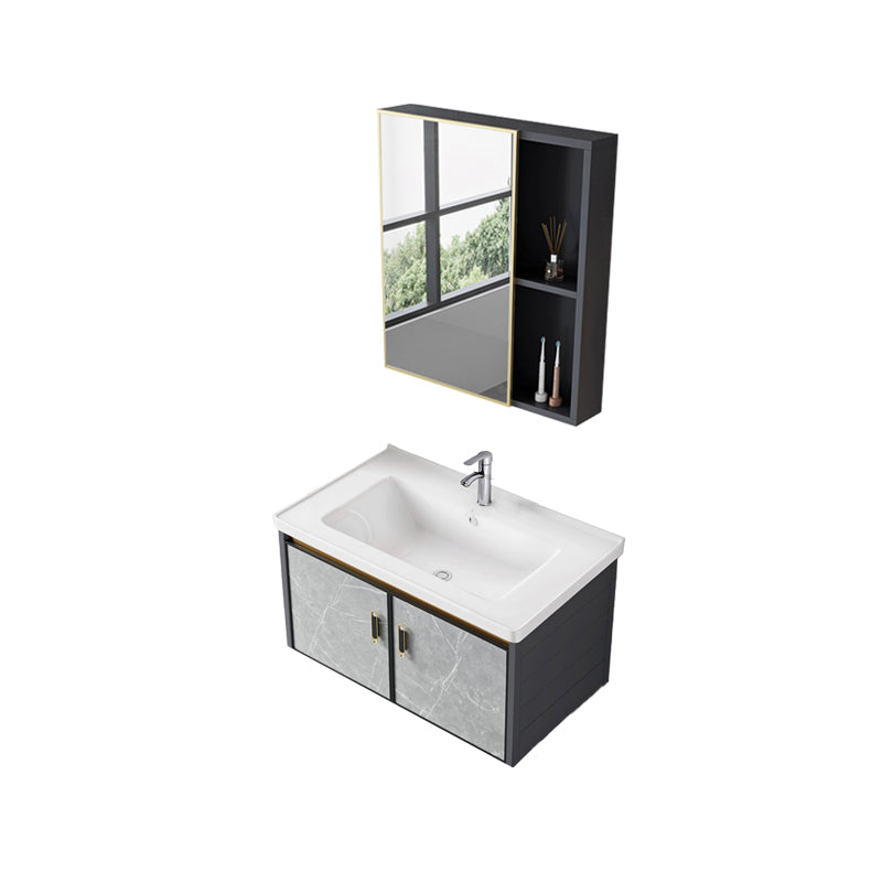 Wall Mounted Vanity Set Drawers Ceramic Sink Faucet Vanity Set with Mirror