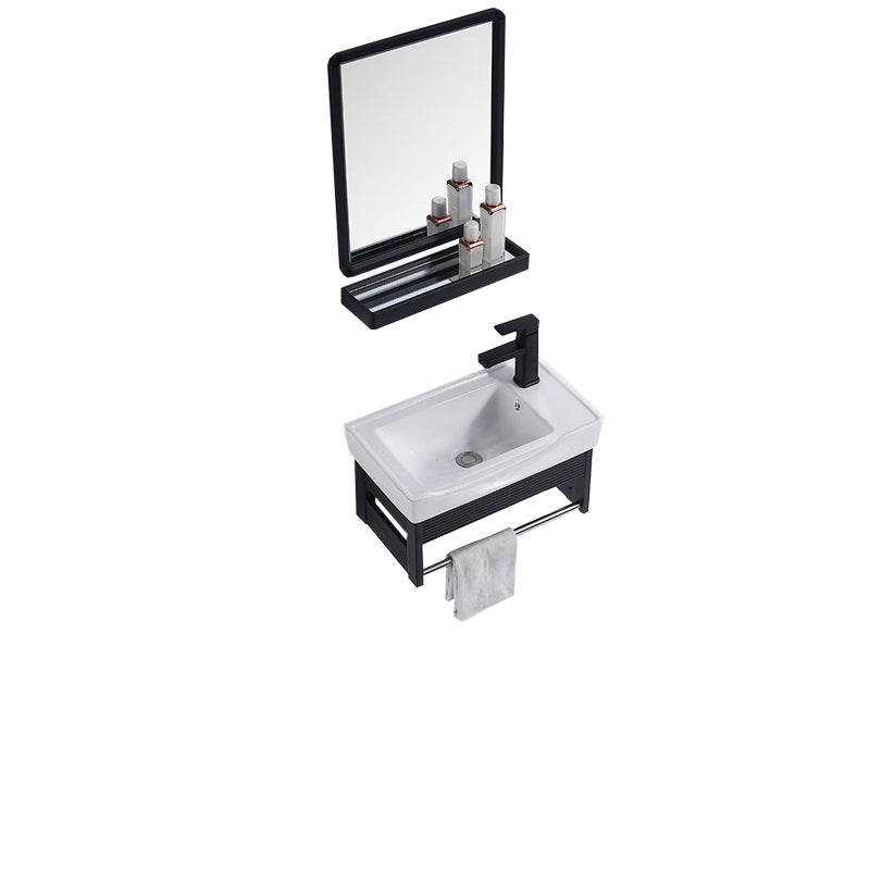 Modern Bathroom Vanity Metal Base Shelving Included Wall-Mounted Space Saver Vanity