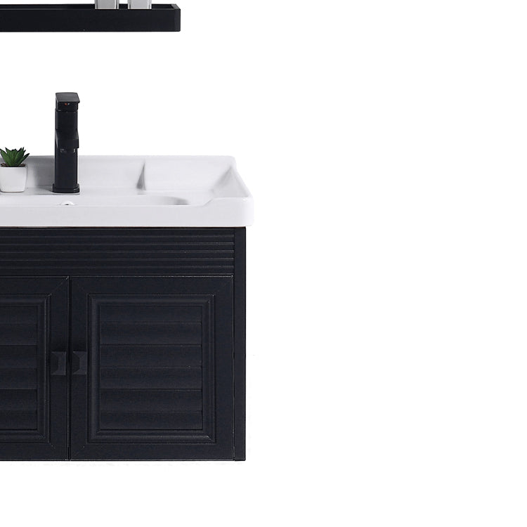 Modern Bathroom Vanity Metal Base Shelving Included Wall-Mounted Space Saver Vanity