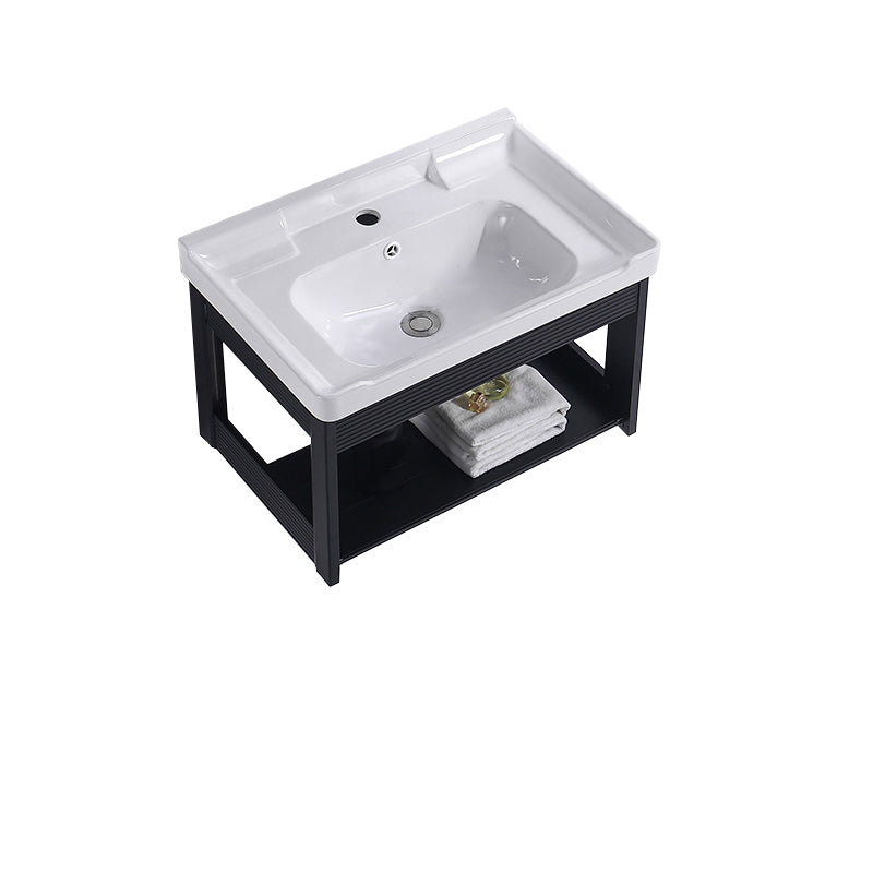 Modern Bathroom Vanity Metal Base Shelving Included Wall-Mounted Space Saver Vanity