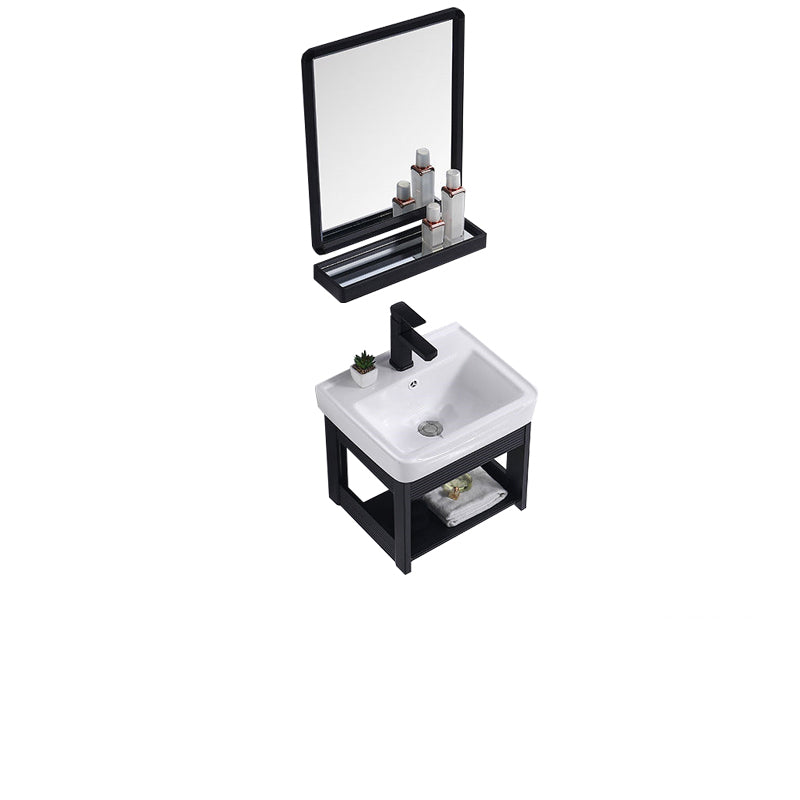 Modern Bathroom Vanity Metal Base Shelving Included Wall-Mounted Space Saver Vanity