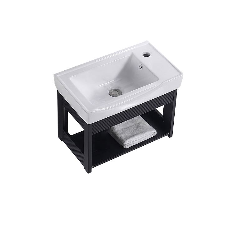 Modern Bathroom Vanity Metal Base Shelving Included Wall-Mounted Space Saver Vanity