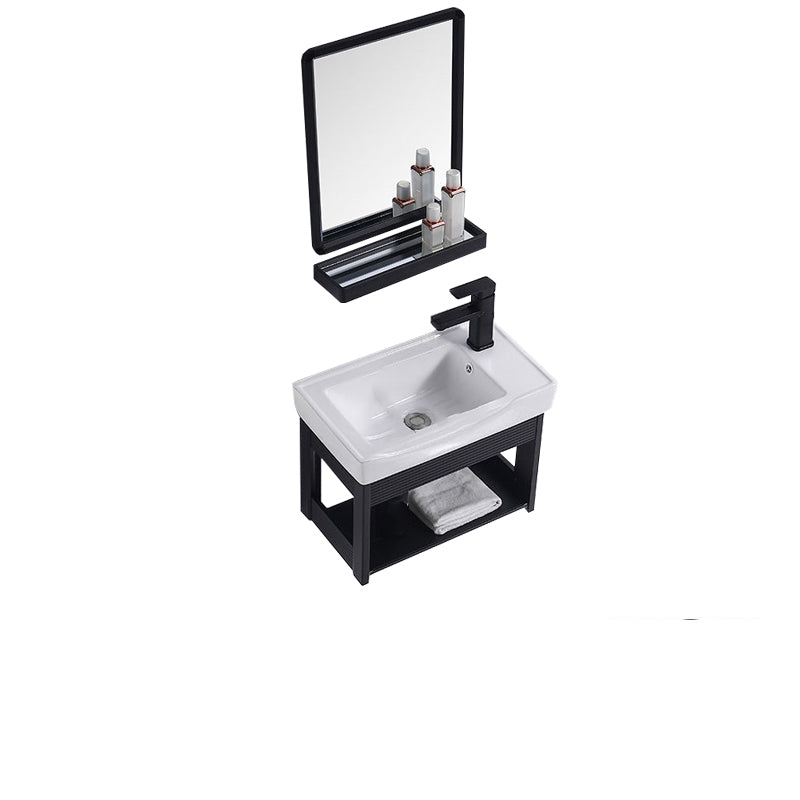 Modern Bathroom Vanity Metal Base Shelving Included Wall-Mounted Space Saver Vanity