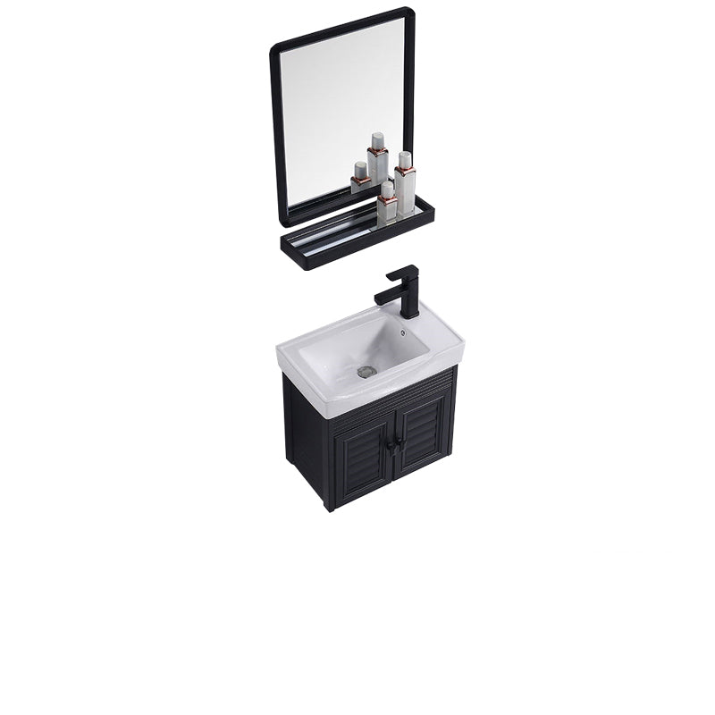 Modern Bathroom Vanity Metal Base Shelving Included Wall-Mounted Space Saver Vanity