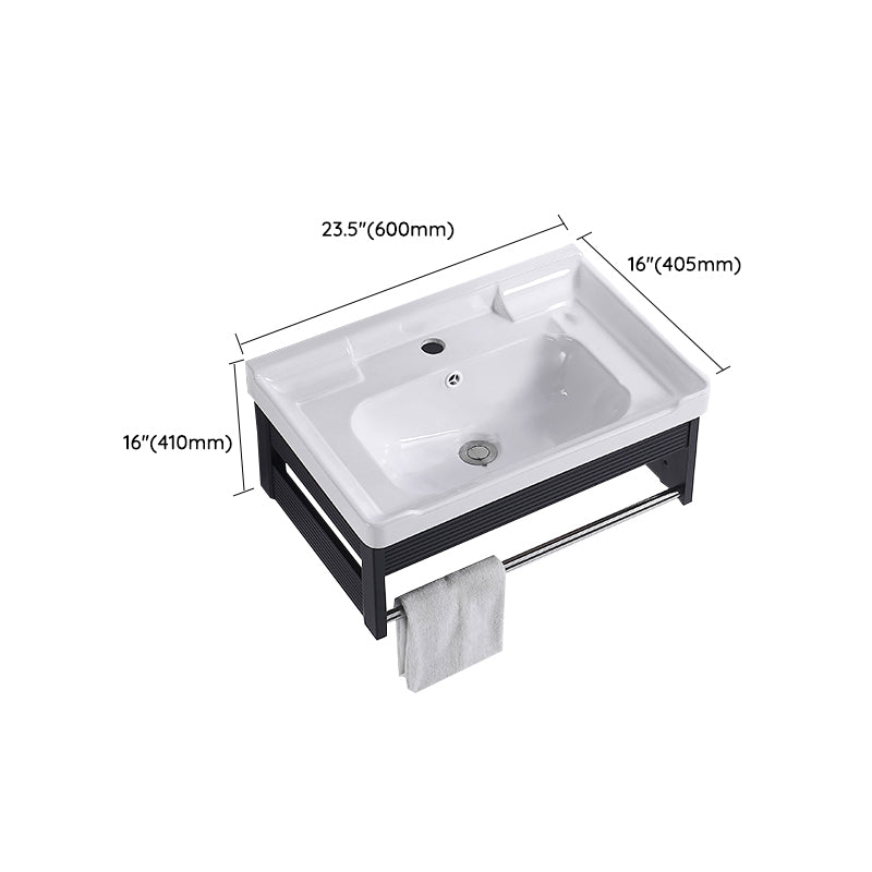 Modern Bathroom Vanity Metal Base Shelving Included Wall-Mounted Space Saver Vanity