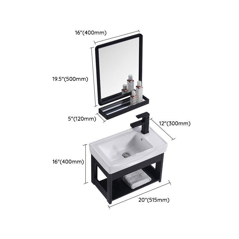 Modern Bathroom Vanity Metal Base Shelving Included Wall-Mounted Space Saver Vanity