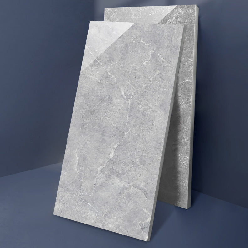 Slip Resistant Floor Tile Straight Edge Polished Marbling Singular Tile