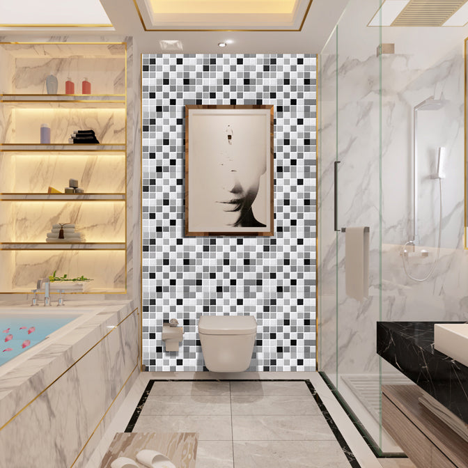 PVC Peel & Stick Mosaic Tile Square Shape Mosaic Tile Wallpaper