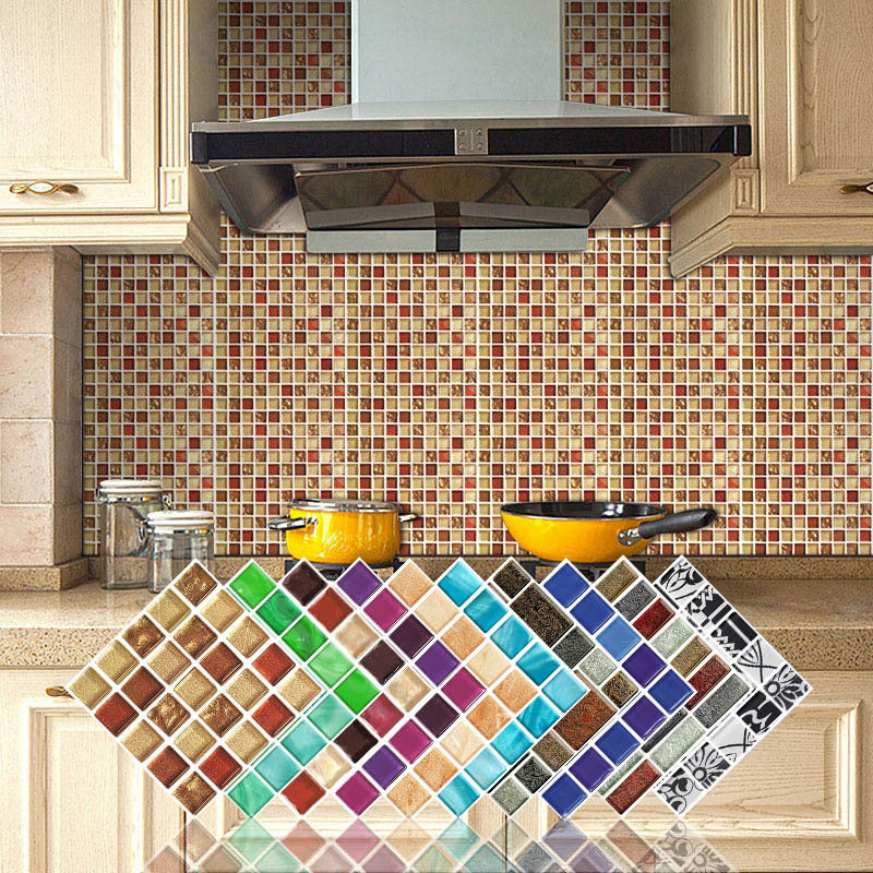 Mosaic Tile Wallpaper PVC Waterproof Peel and Stick Wall Tile with Square Shape