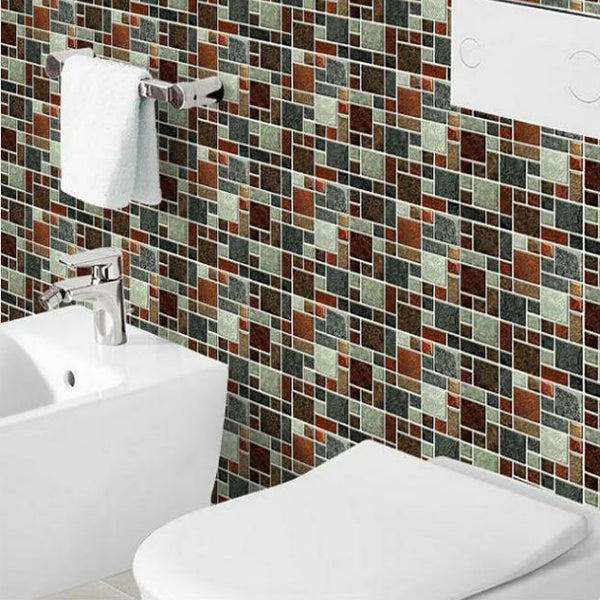 Mosaic Tile Wallpaper PVC Waterproof Peel and Stick Wall Tile with Square Shape