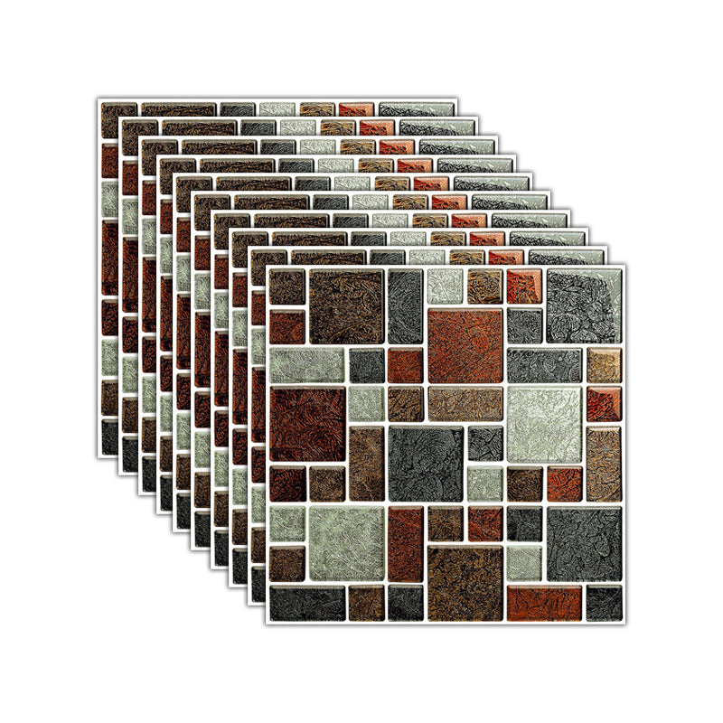 Mosaic Tile Wallpaper PVC Waterproof Peel and Stick Wall Tile with Square Shape