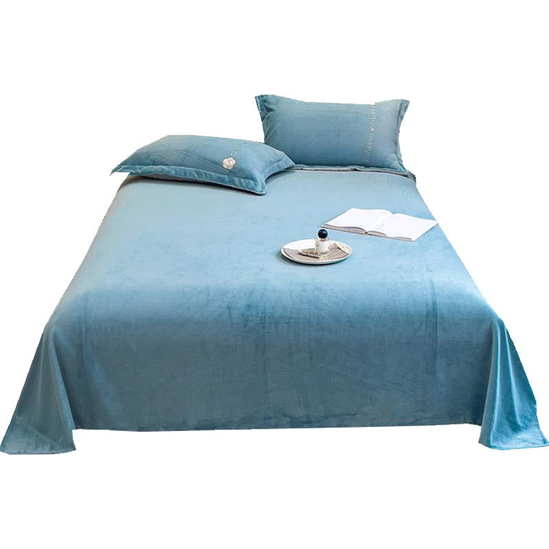 Flannel Solid Color Bed Sheet Warm Soft Breathable Non-pilling Bed Sheet Set