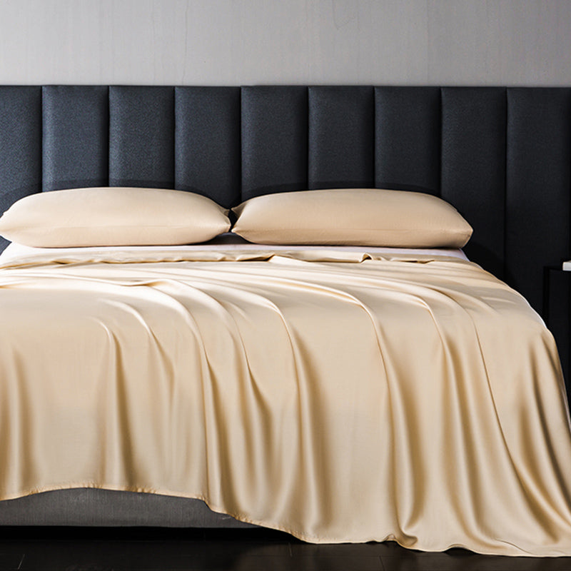 Satin Bed Sheet Solid Color Soft Skin-friendly Non-pilling Bed Sheet Set