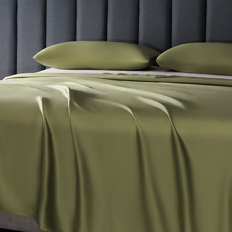 Satin Bed Sheet Solid Color Soft Skin-friendly Non-pilling Bed Sheet Set