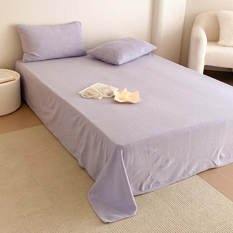 Solid Color Bed Sheet Breathable Skin-friendly Non-pilling Bed Sheet Set