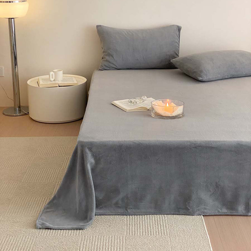 Solid Color Bed Sheet Breathable Skin-friendly Non-pilling Bed Sheet Set