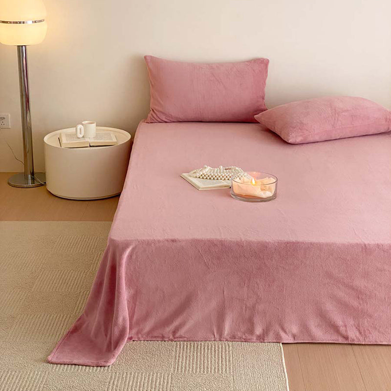 Solid Color Bed Sheet Breathable Skin-friendly Non-pilling Bed Sheet Set