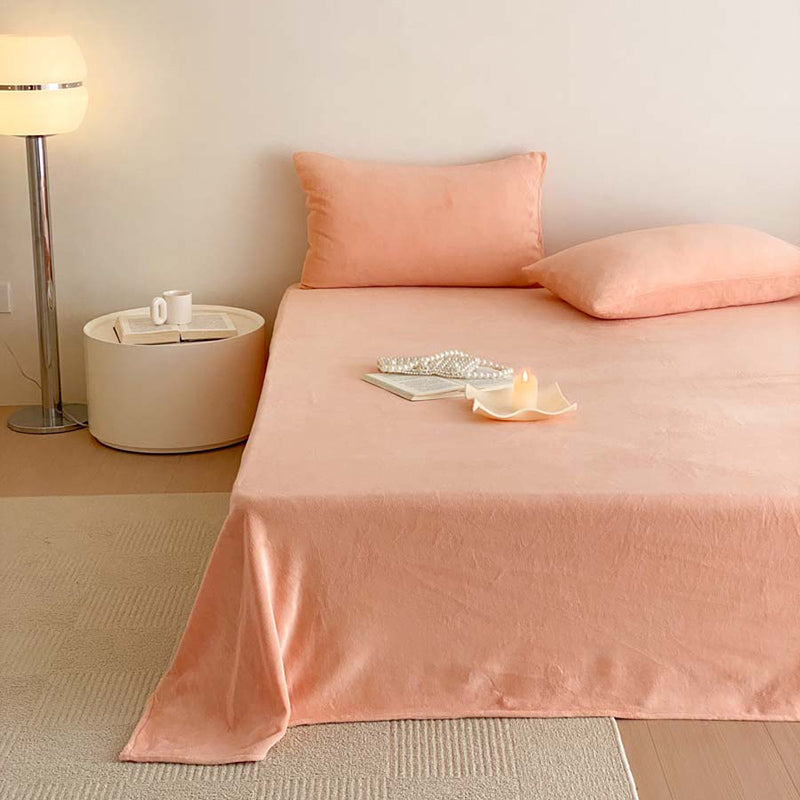 Solid Color Bed Sheet Breathable Skin-friendly Non-pilling Bed Sheet Set