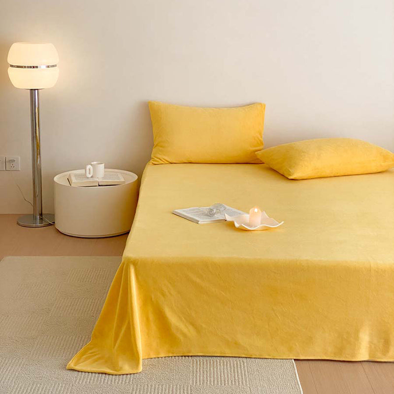 Solid Color Bed Sheet Breathable Skin-friendly Non-pilling Bed Sheet Set