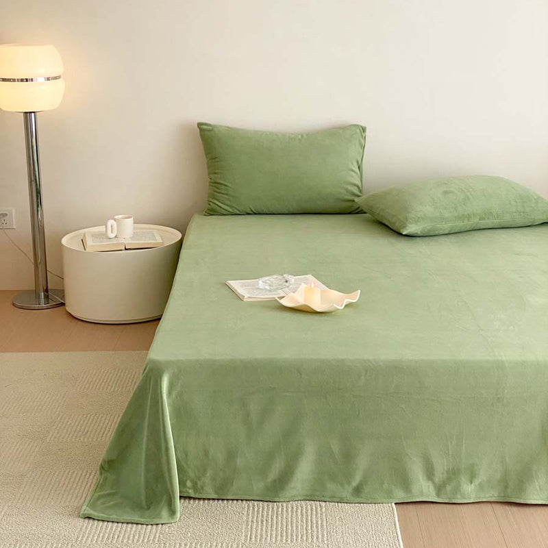 Solid Color Bed Sheet Breathable Skin-friendly Non-pilling Bed Sheet Set