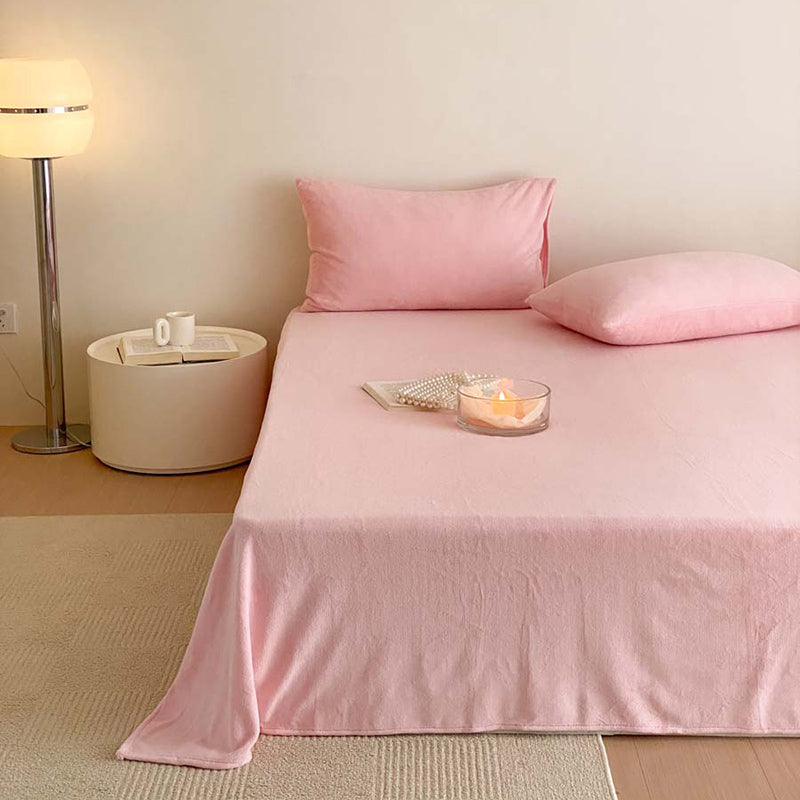 Solid Color Bed Sheet Breathable Skin-friendly Non-pilling Bed Sheet Set