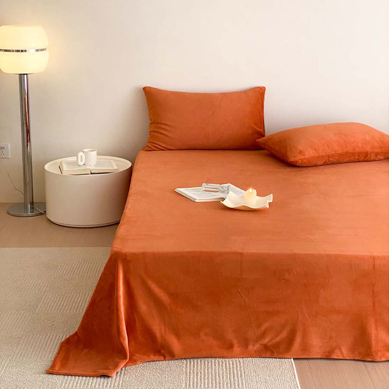 Solid Color Bed Sheet Breathable Skin-friendly Non-pilling Bed Sheet Set