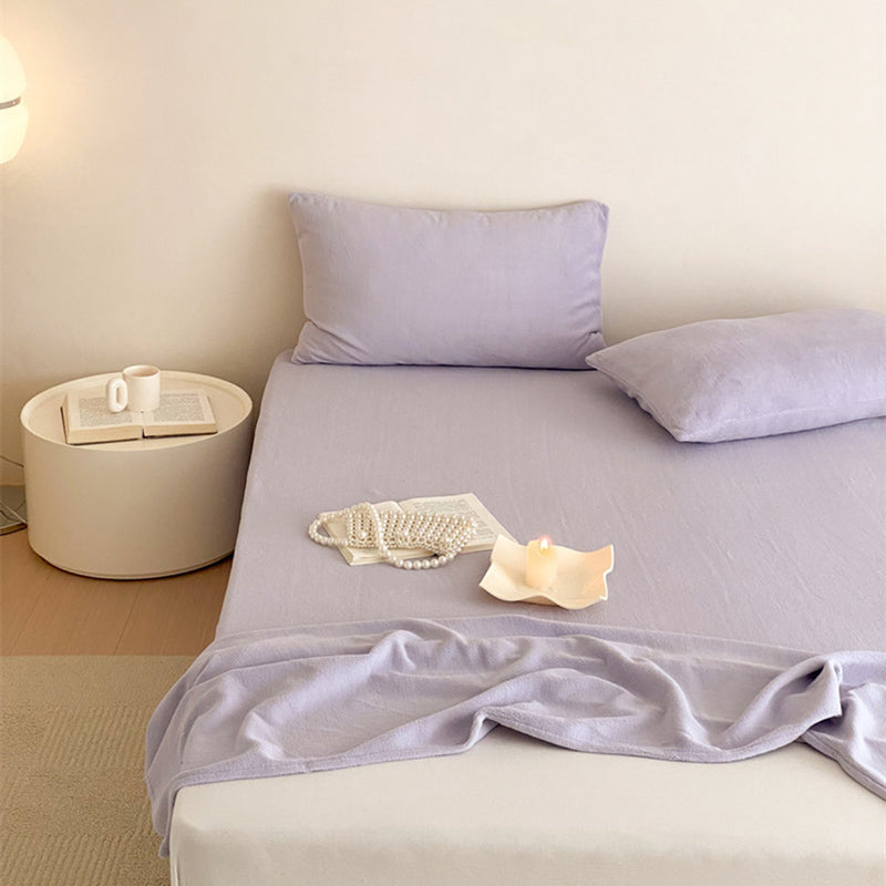 Solid Color Bed Sheet Breathable Skin-friendly Non-pilling Bed Sheet Set