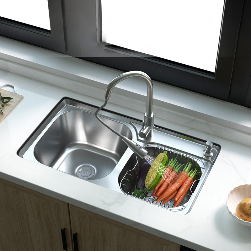 Dirt Resistant Kitchen Double Sink Stainless Steel Drop-In Kitchen Sink