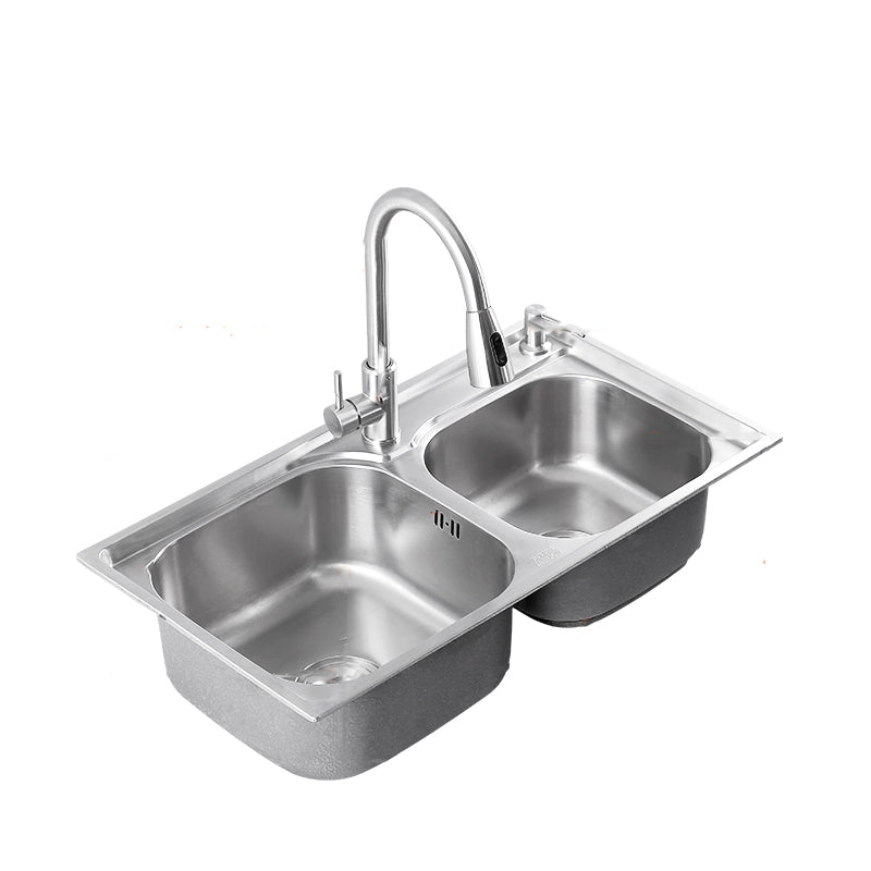 Dirt Resistant Kitchen Double Sink Stainless Steel Drop-In Kitchen Sink