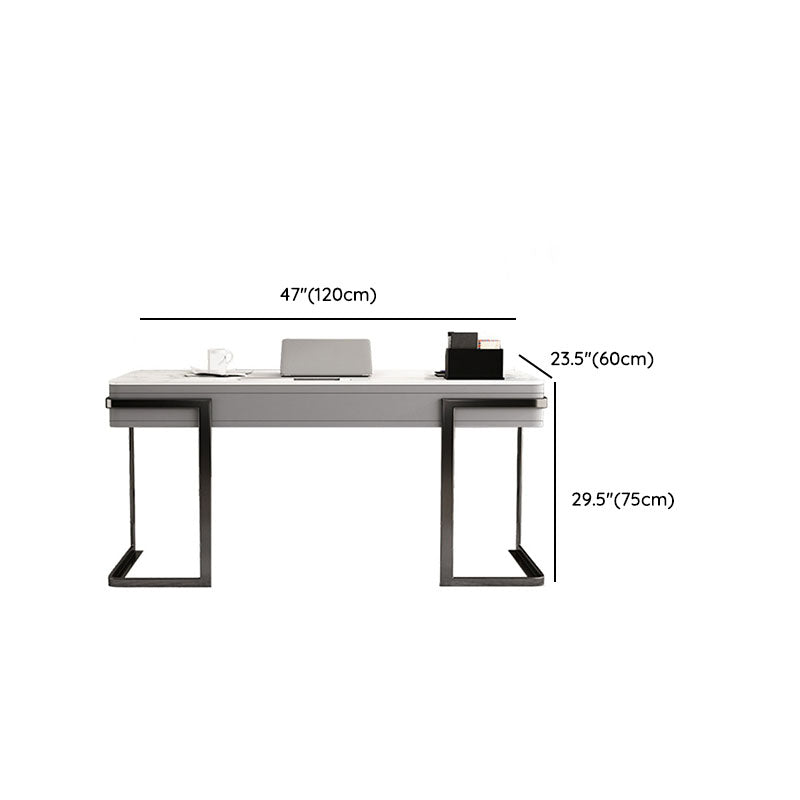 Modern Office Desk Antique Finish Computer Desk with 2 Drawers