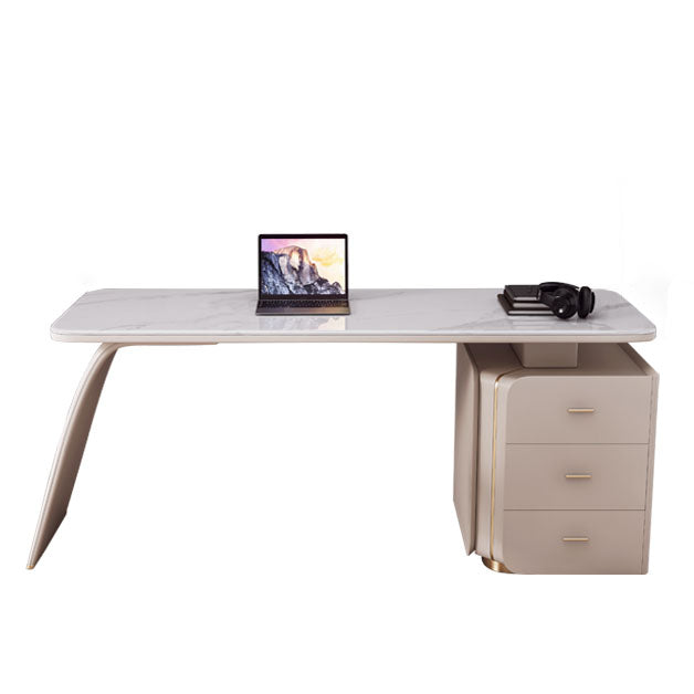 3 Drawers Task Desk Rectangular Shaped Office Desk in White for Office