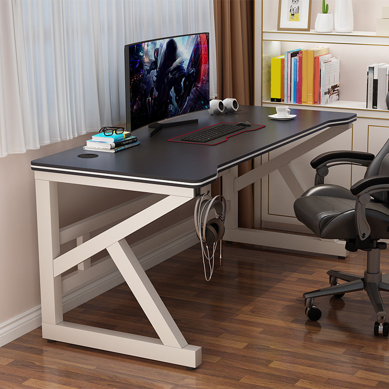 Wooden Computer Desk Antique Finish Gaming Desk with Metal Legs