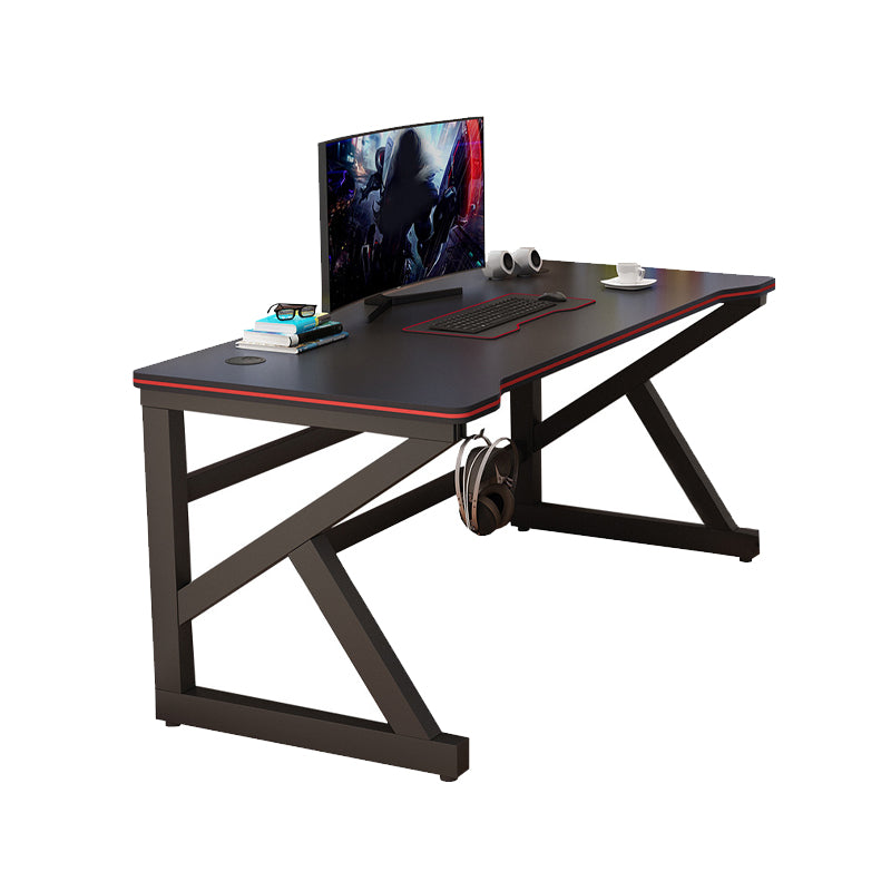 Wooden Computer Desk Antique Finish Gaming Desk with Metal Legs