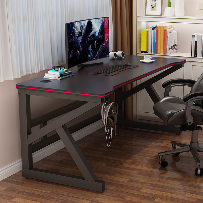 Wooden Computer Desk Antique Finish Gaming Desk with Metal Legs