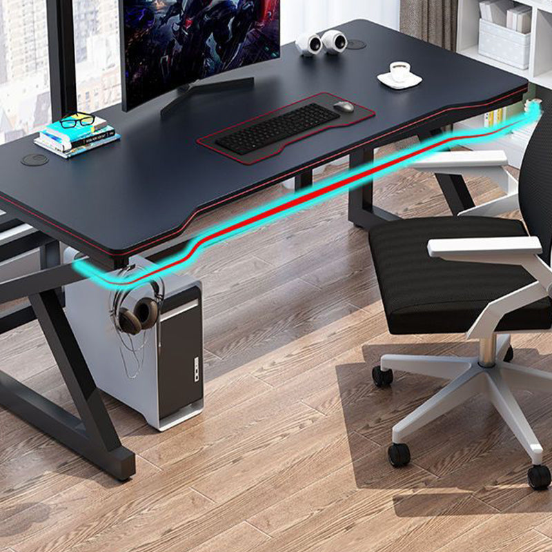 Wooden Computer Desk Antique Finish Gaming Desk with Metal Legs