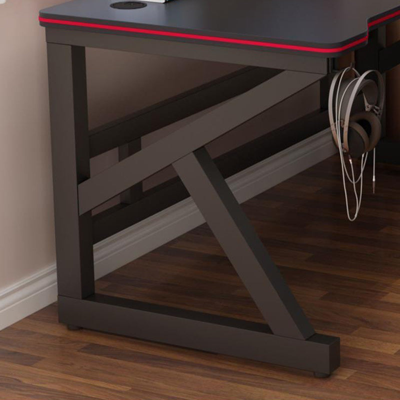 Wooden Computer Desk Antique Finish Gaming Desk with Metal Legs