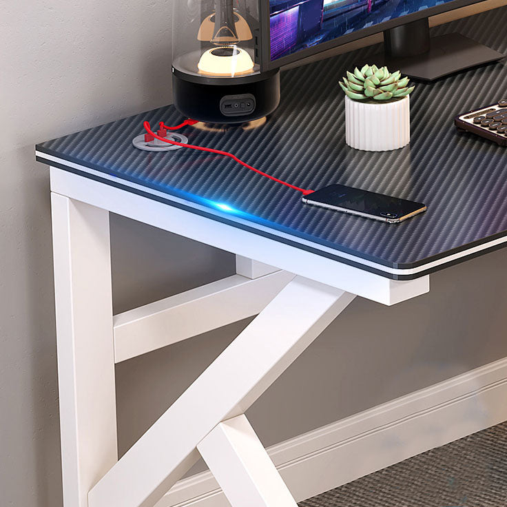 Modern Style Writing Desk Rectangular Shaped Computer Desk in White/Black for Home